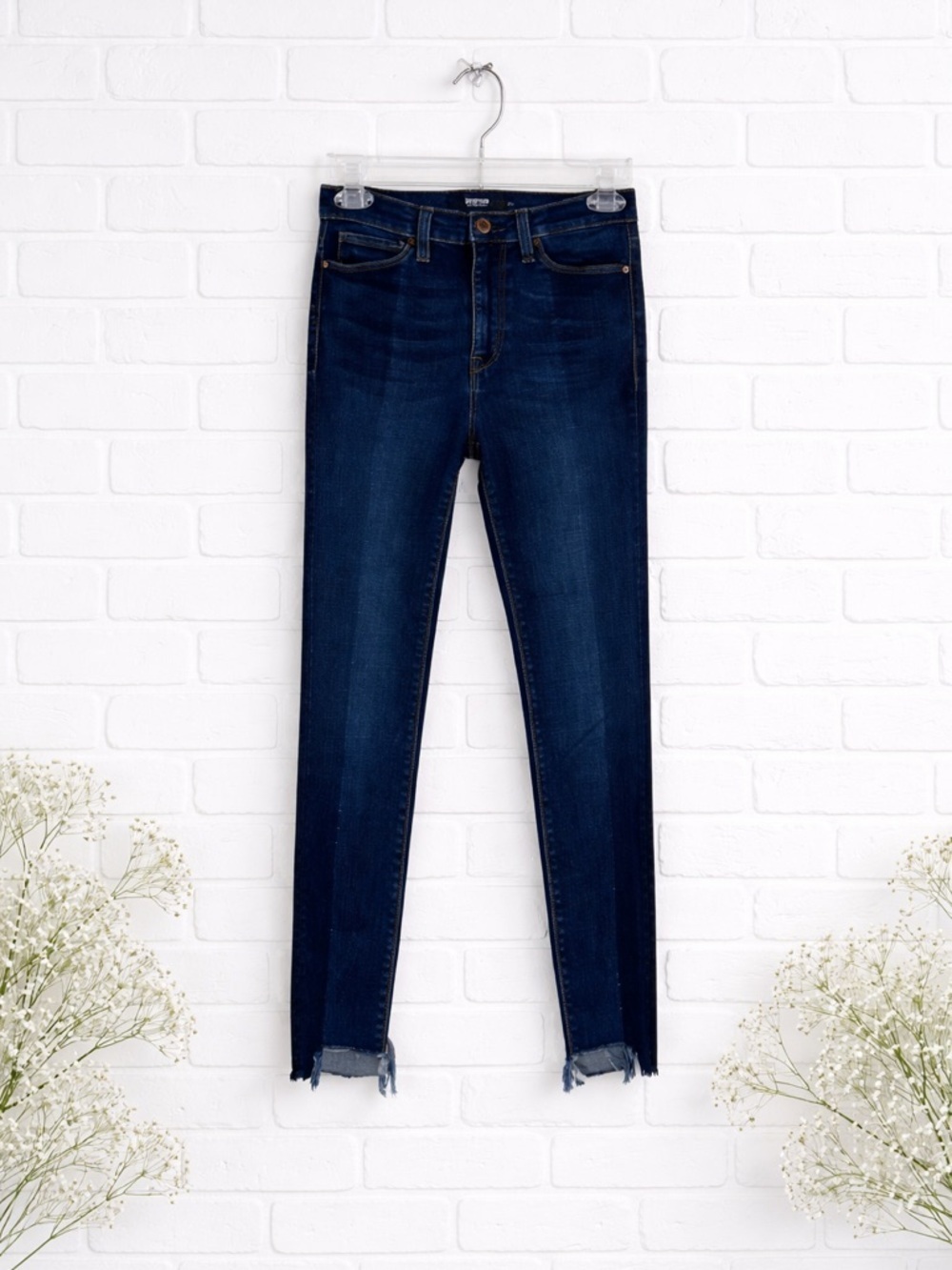 Hudson Barbara High Waist Crop Super Skinny Step Hem Jeans in Lost Wash Size 26